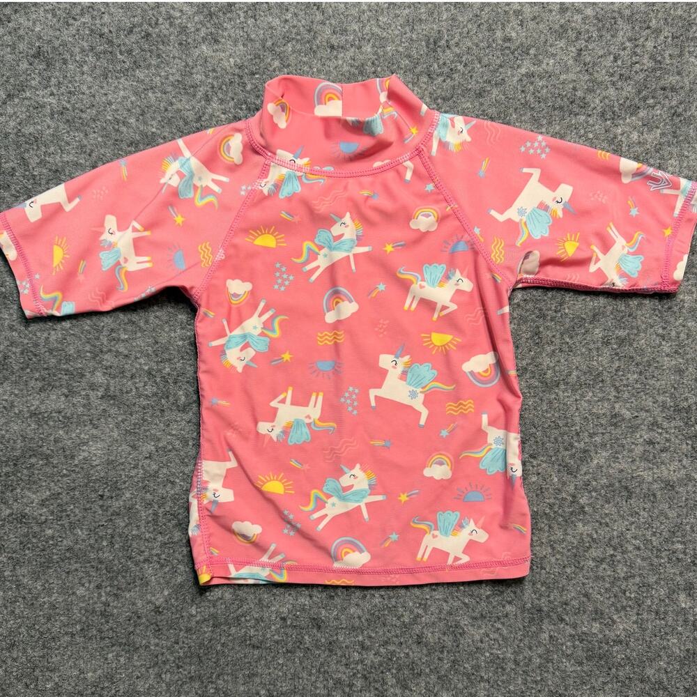 UV Skinz Girls‎ Pink Unicorn UPF 50+ Rash Guard Swim Shirt Size 5